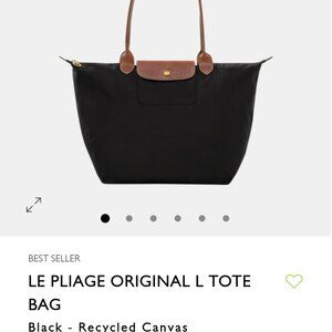 Le Pliage Original L Tote bag (Black and brown leather with gold accents)